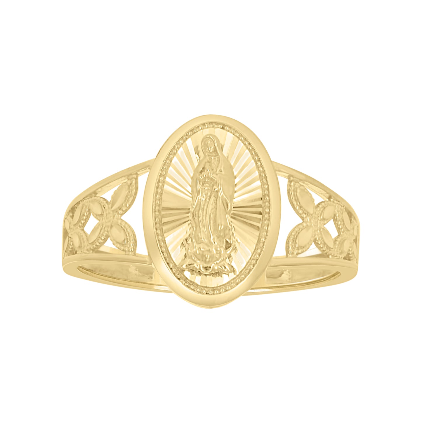 10K Yellow Gold Womens Oval Head Guadalupe Religious Ring