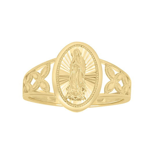 10K Yellow Gold Womens Oval Head Guadalupe Religious Ring