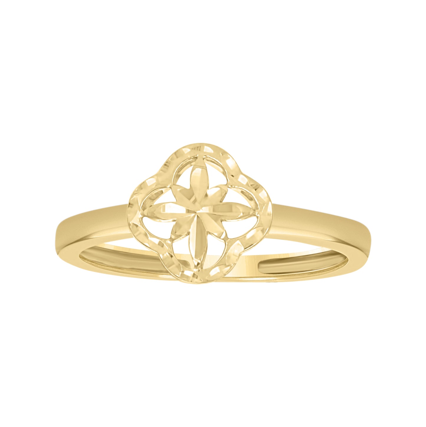 10K Two-Tone Gold Womens Clover Good Luck Ring