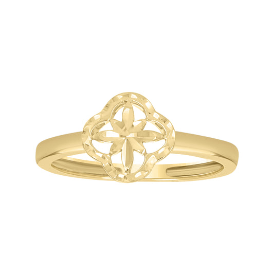 10K Two-Tone Gold Womens Clover Good Luck Ring