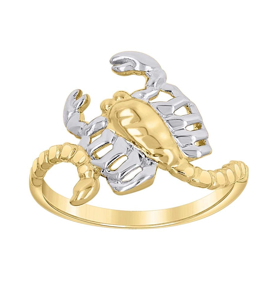 14K Two-Tone Gold Womens Scorpion Zodiac Sign Ring