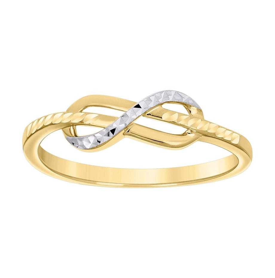14K Two-Tone Gold Womens Infinity Knot Ring