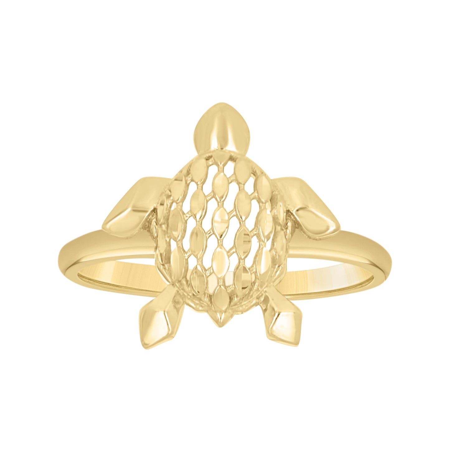 10K Yellow Gold Womens Turtle Ocean Life Ring