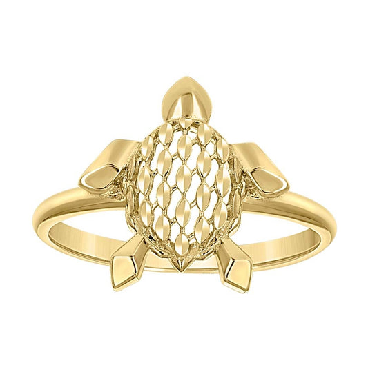 14K Yellow Gold Womens Turtle Ocean Life Ring