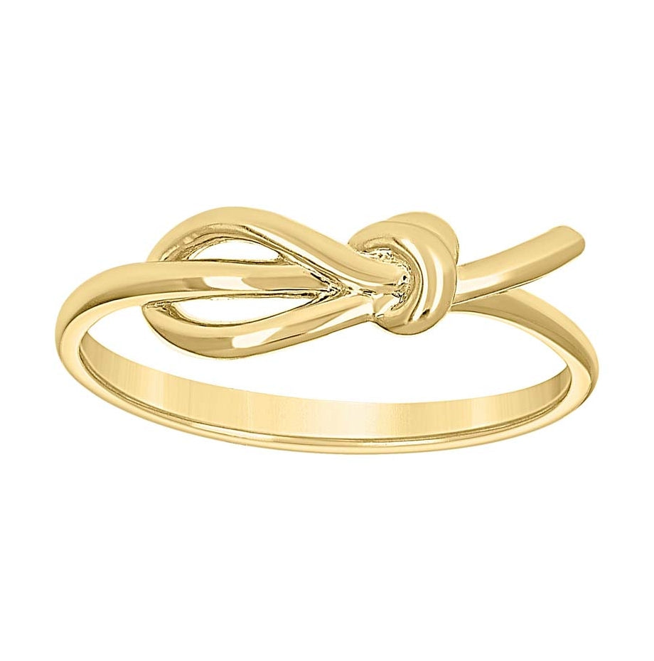 14K Yellow Gold Womens Love Knot Fashion Ring