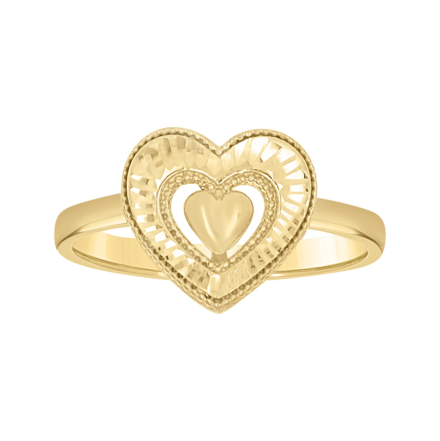 10K Yellow Gold Womens Heart in Heart Ring