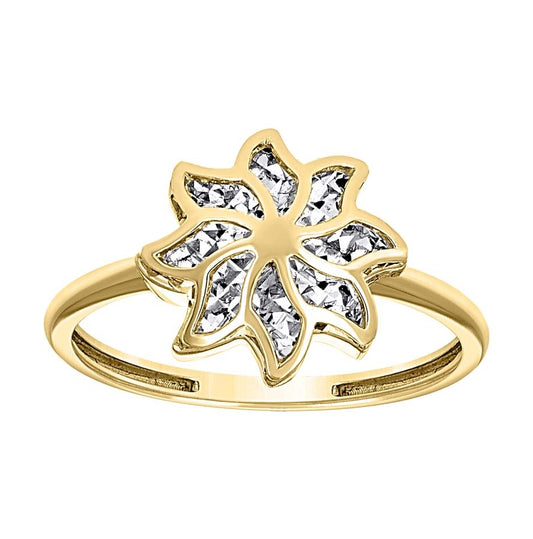 14K Yellow Gold Womens Flower Head Fashion Ring