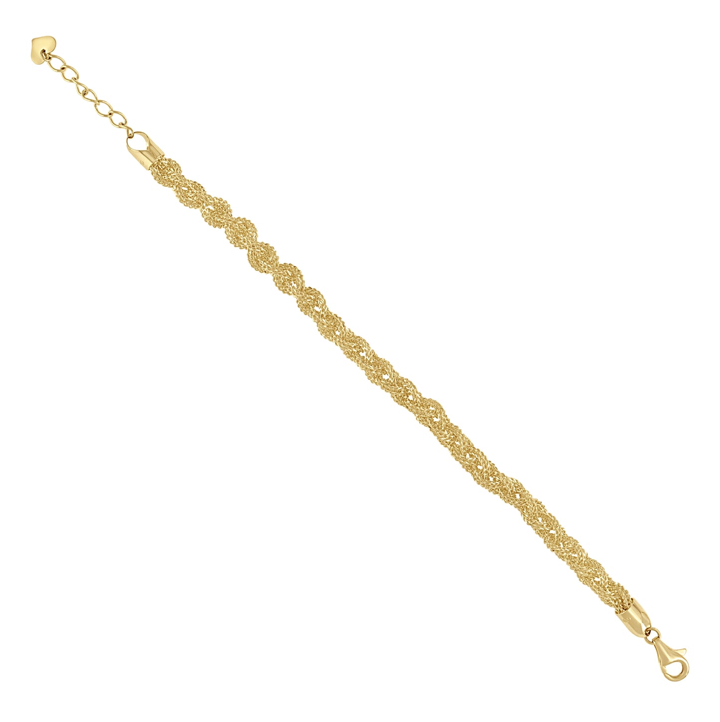 14K Yellow Gold Unisex Braided Chain Bracelet 8 Inches