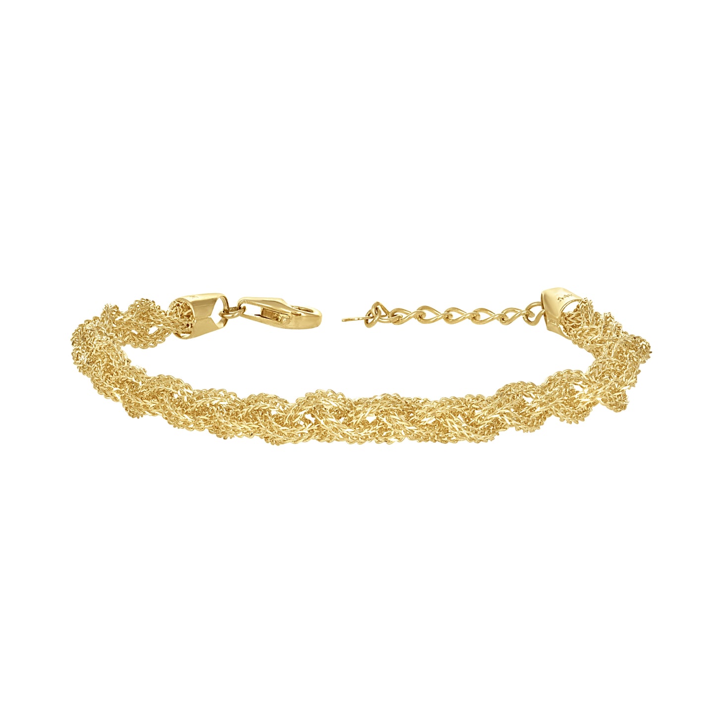 14K Yellow Gold Unisex Braided Chain Bracelet 8 Inches