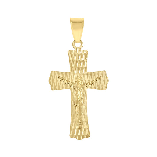 10K Yellow Gold Unisex Crucifix Cross Religious Pendant