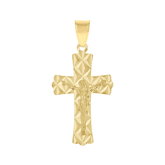 10K Yellow Gold Unisex Crucifix Cross Religious Pendant