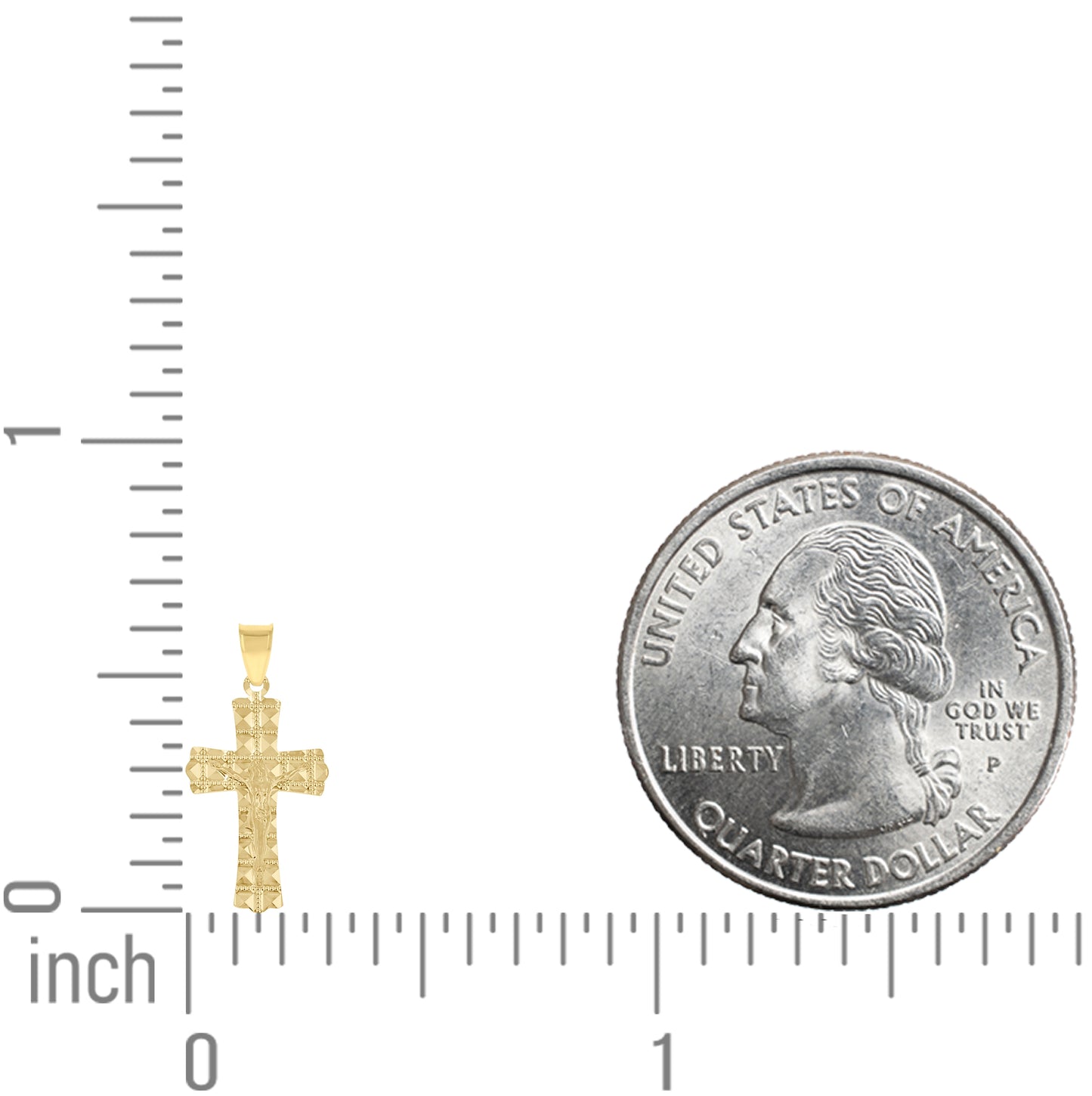 10K Yellow Gold Unisex Crucifix Cross Religious Pendant