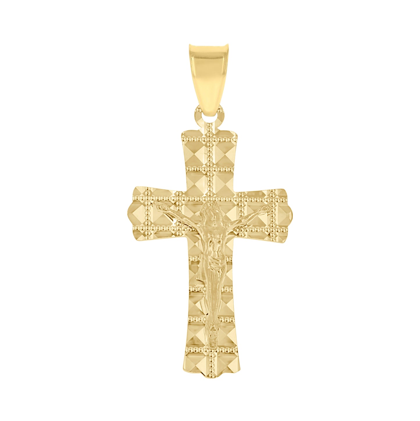 10K Yellow Gold Unisex Crucifix Cross Religious Pendant