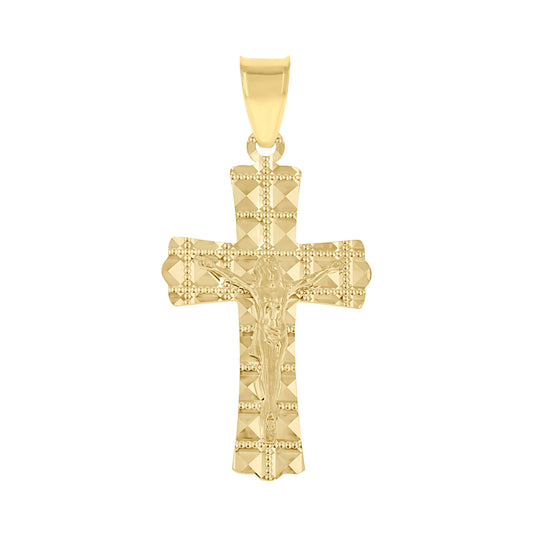 10K Yellow Gold Unisex Crucifix Cross Religious Pendant