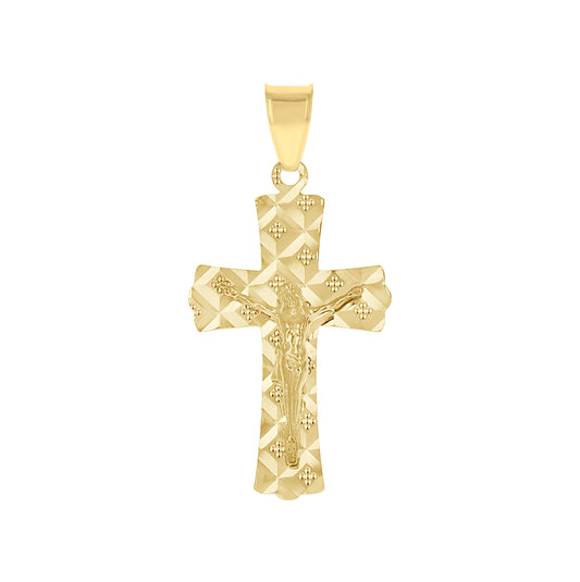 10K Yellow Gold Unisex Crucifix Cross Religious Pendant