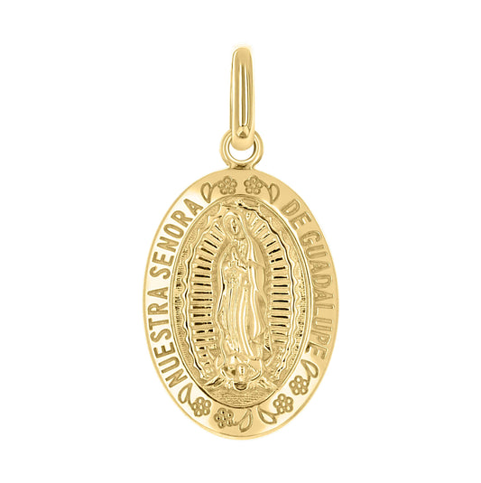 10K Yellow Gold Unisex Miraculous Medal Guadalupe Religious Pendant