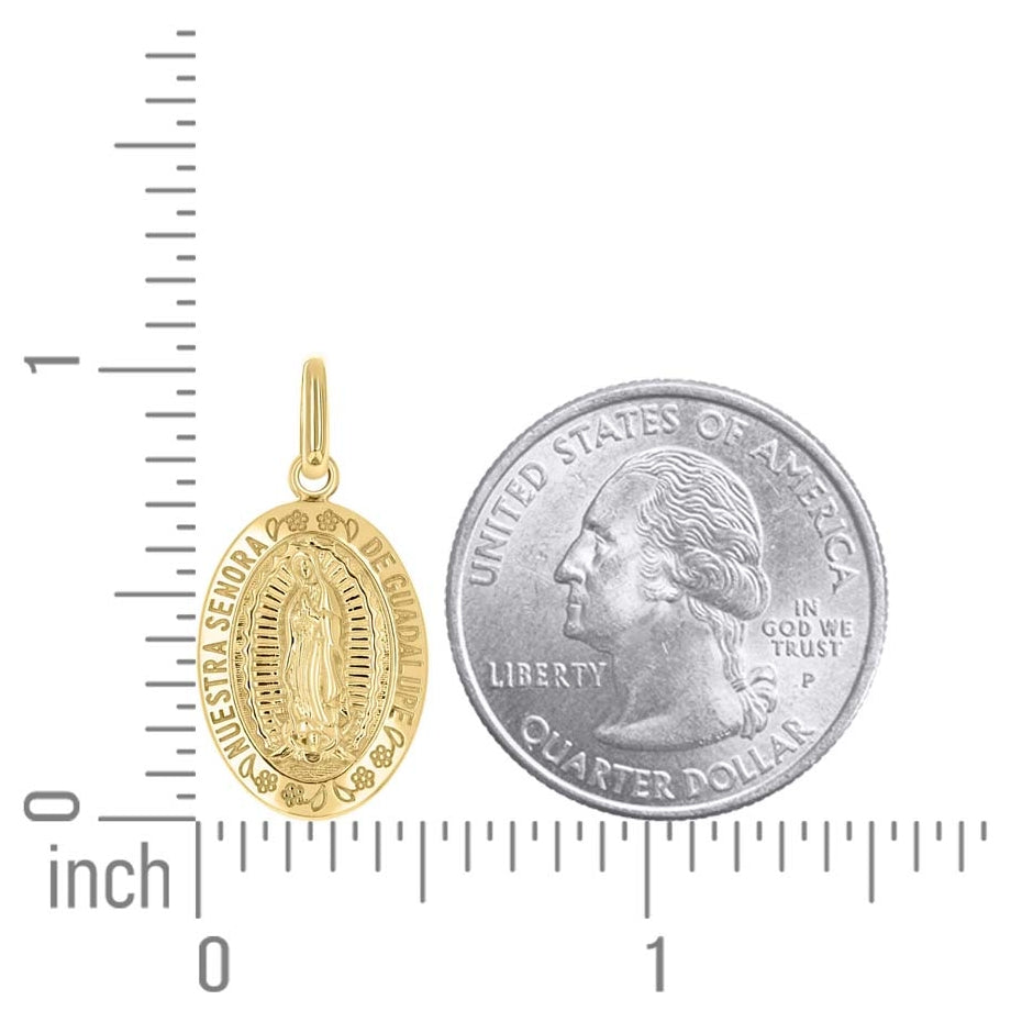 14K Yellow Gold Unisex Miraculous Medal Religious Pendant