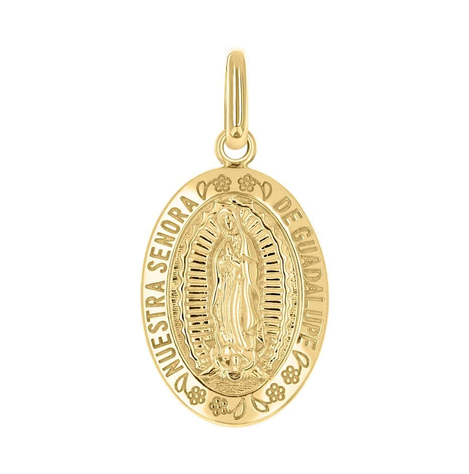 14K Yellow Gold Unisex Miraculous Medal Religious Pendant