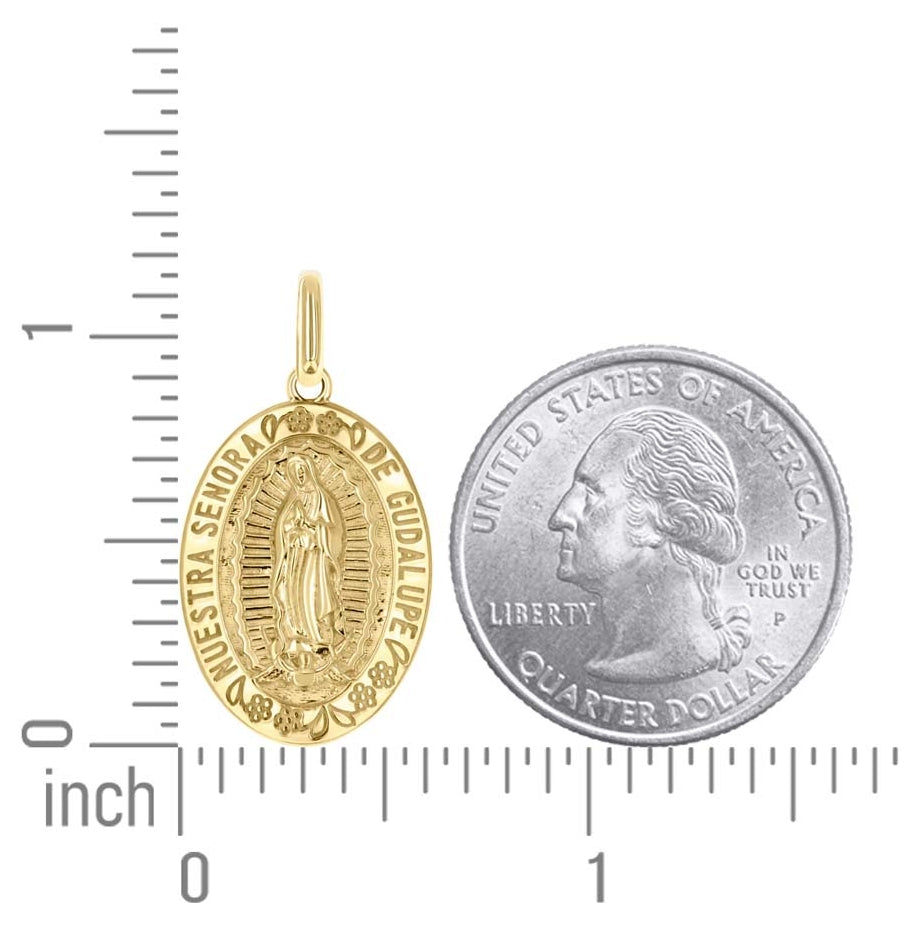14K Yellow Gold Unisex Miraculous Medal Religious Pendant