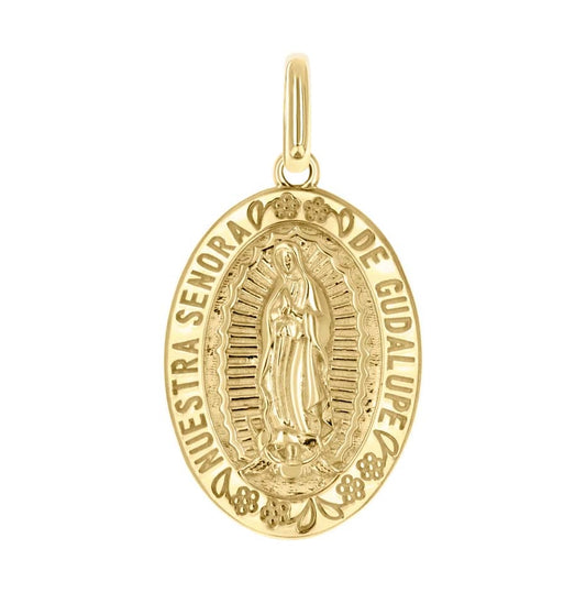 14K Yellow Gold Unisex Miraculous Medal Religious Pendant