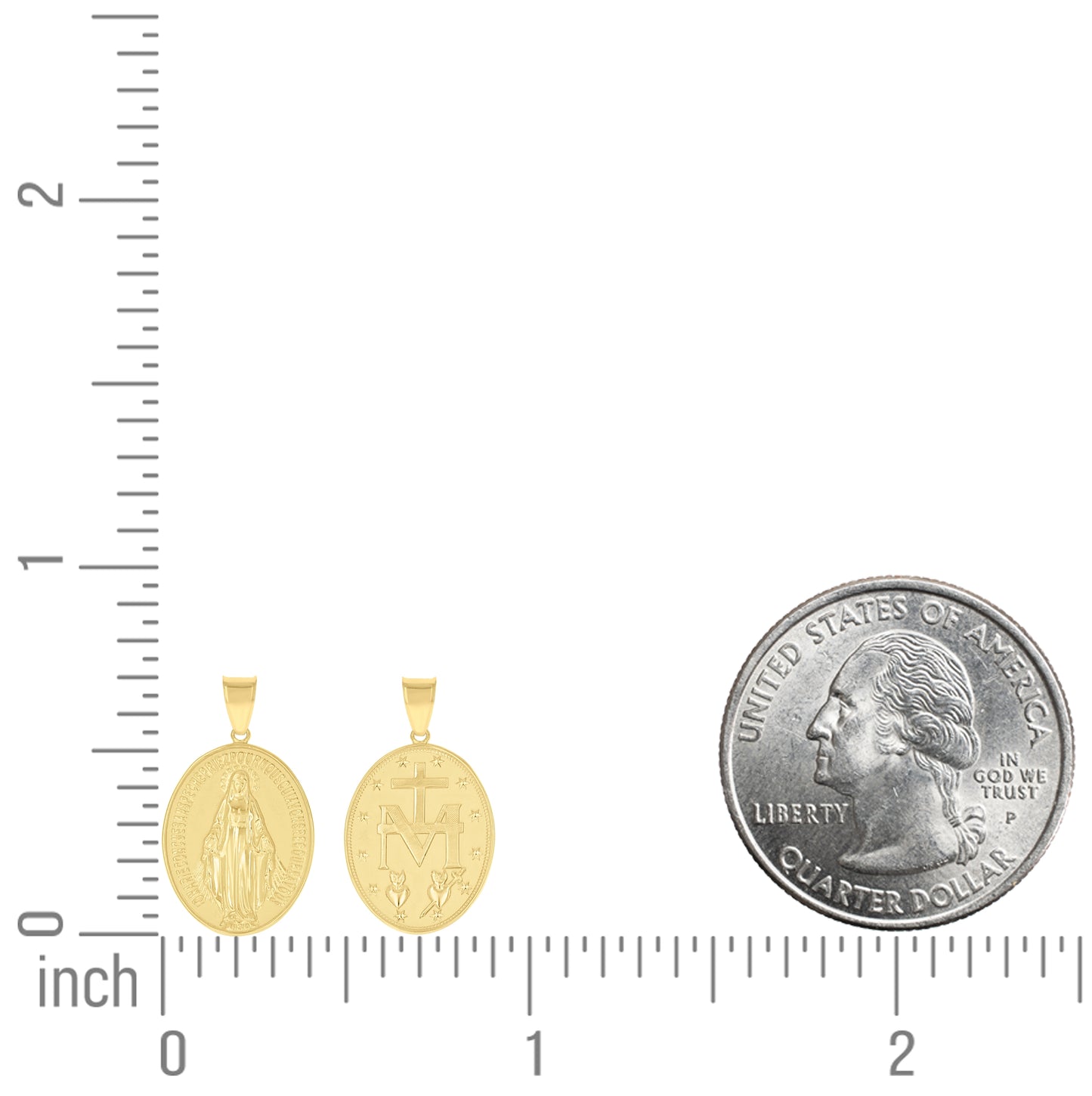 10K Yellow Gold Unisex Miraculous Medal Religious Pendant