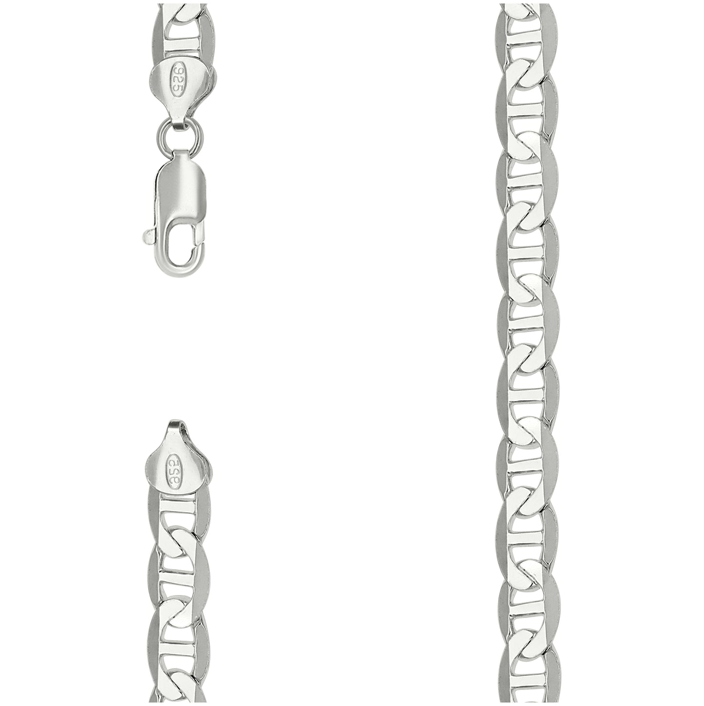 Sterling Silver Solid Classic Mariner Chain Silver