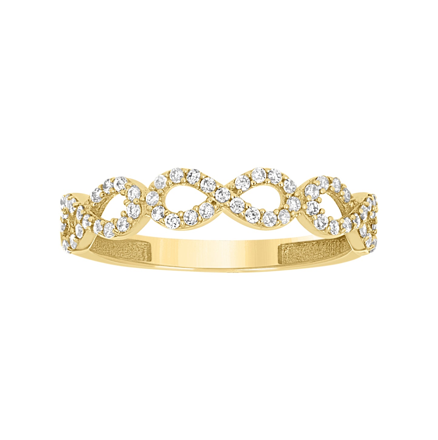 14K Yellow Gold Womens Cubic-Zirconia Infinity Ring Size 7