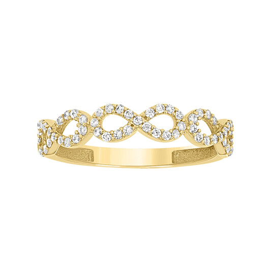 14K Yellow Gold Womens Cubic-Zirconia Infinity Ring Size 7