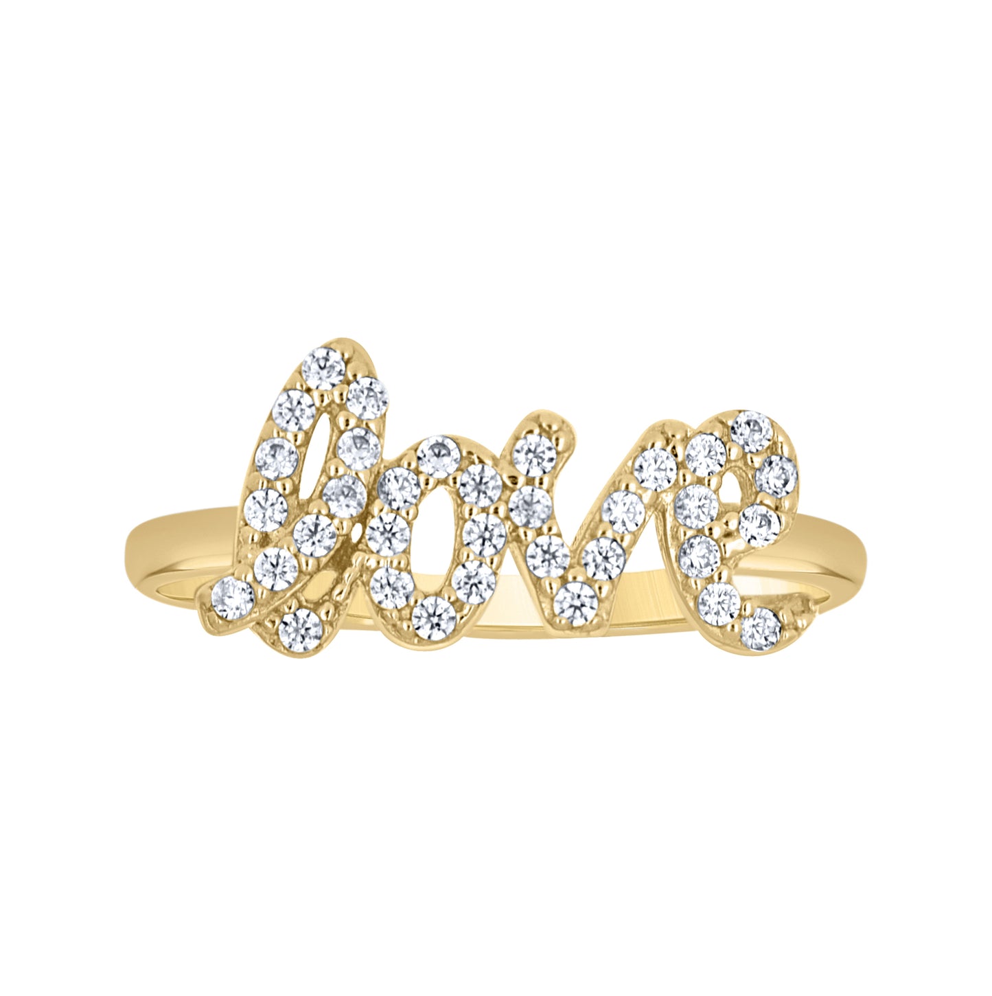 14K Yellow Gold Womens Cubic-Zirconia Love Fashion Ring Size 7
