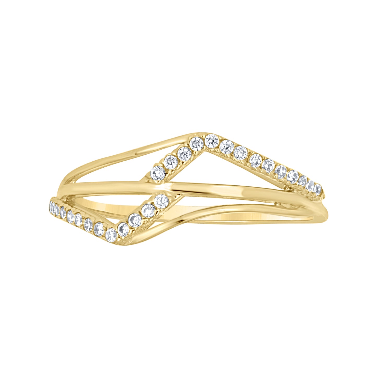 14K Yellow Gold Womens Cubic-Zirconia Openwork Fashion Ring Size 7