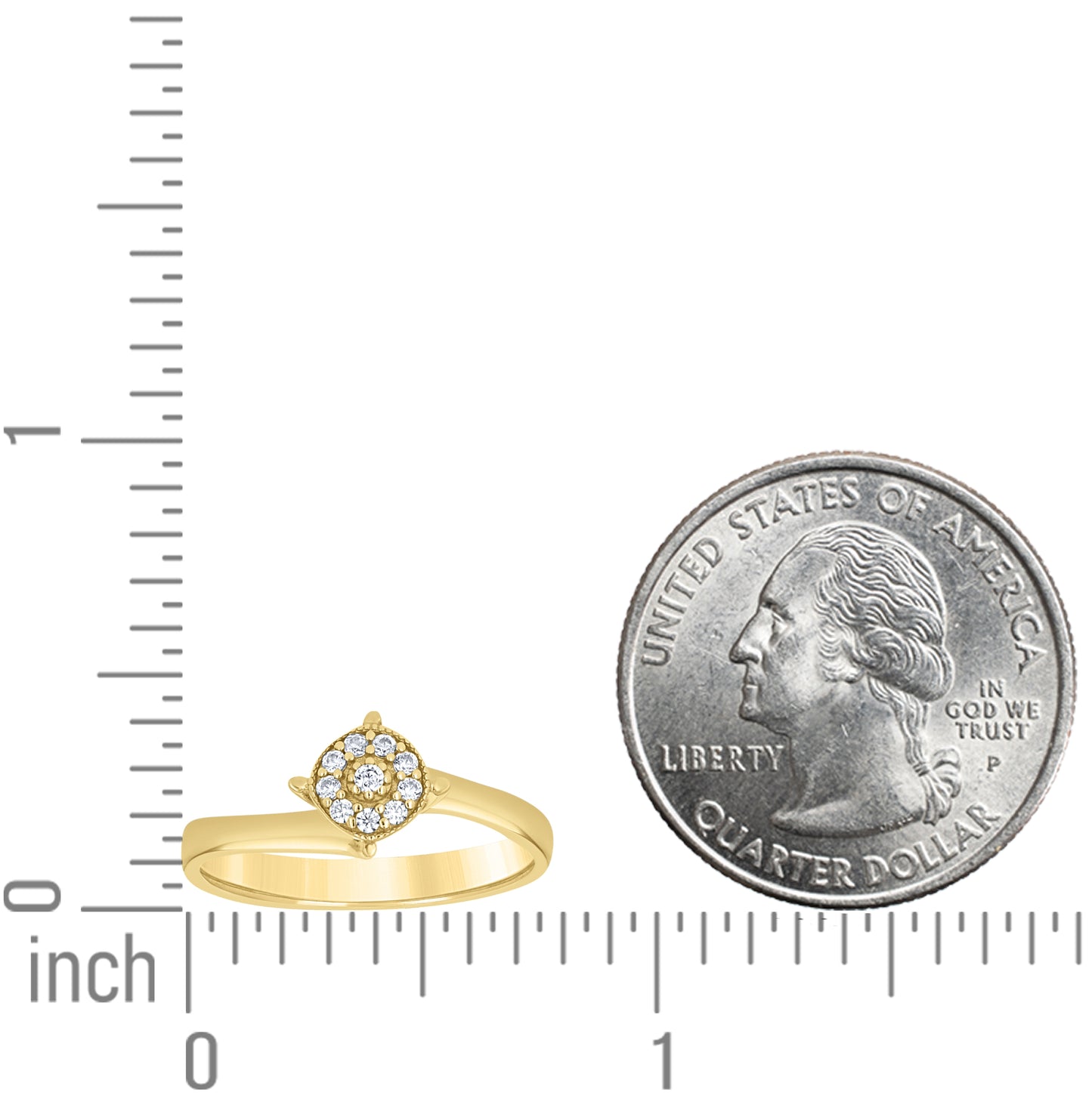14K Yellow Gold Womens Cubic-Zirconia Round Head Fashion Ring Size 7