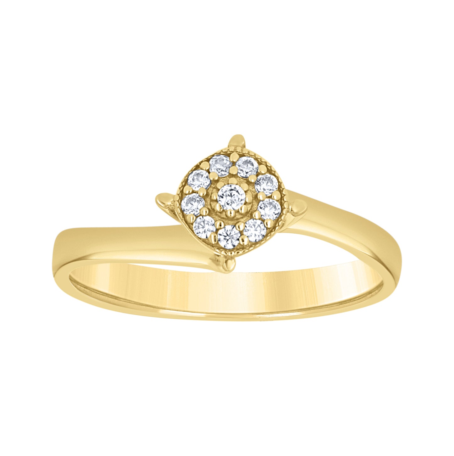 14K Yellow Gold Womens Cubic-Zirconia Round Head Fashion Ring Size 7