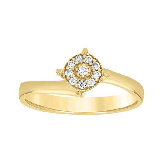 14K Yellow Gold Womens Cubic-Zirconia Round Head Fashion Ring Size 7