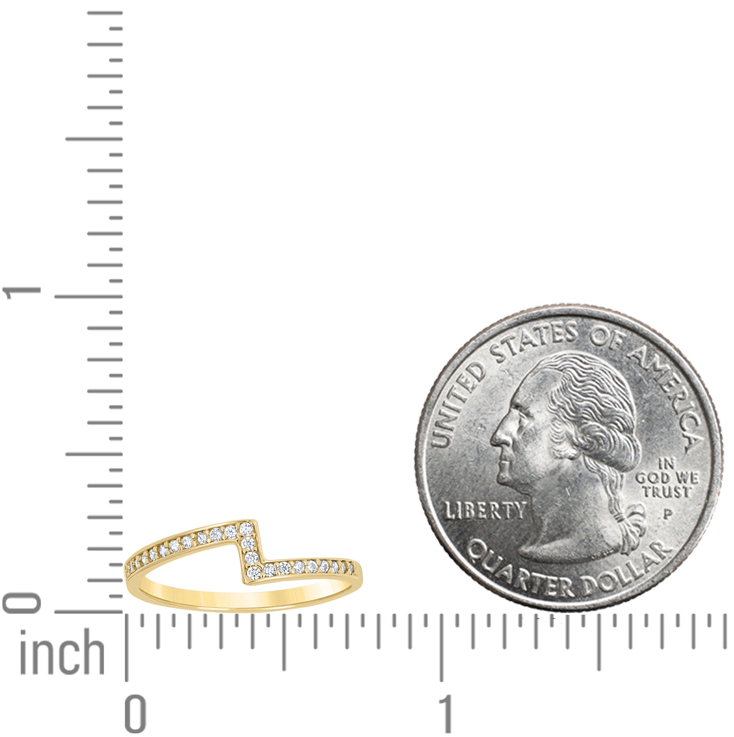 14K Yellow Gold Womens Cubic-Zirconia Lightning Bolt Fashion Ring Size 7