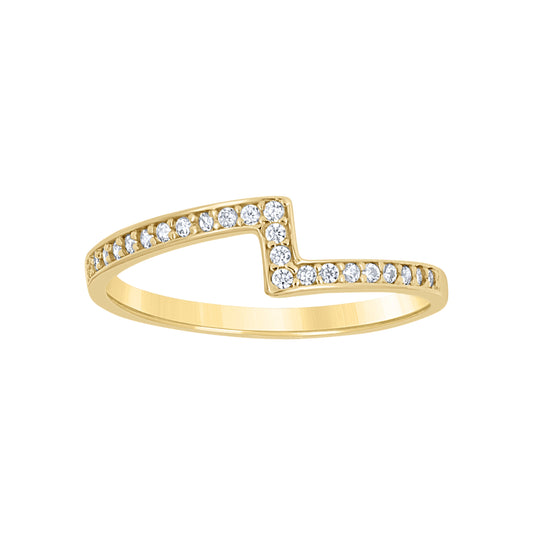 14K Yellow Gold Womens Cubic-Zirconia Lightning Bolt Fashion Ring Size 7