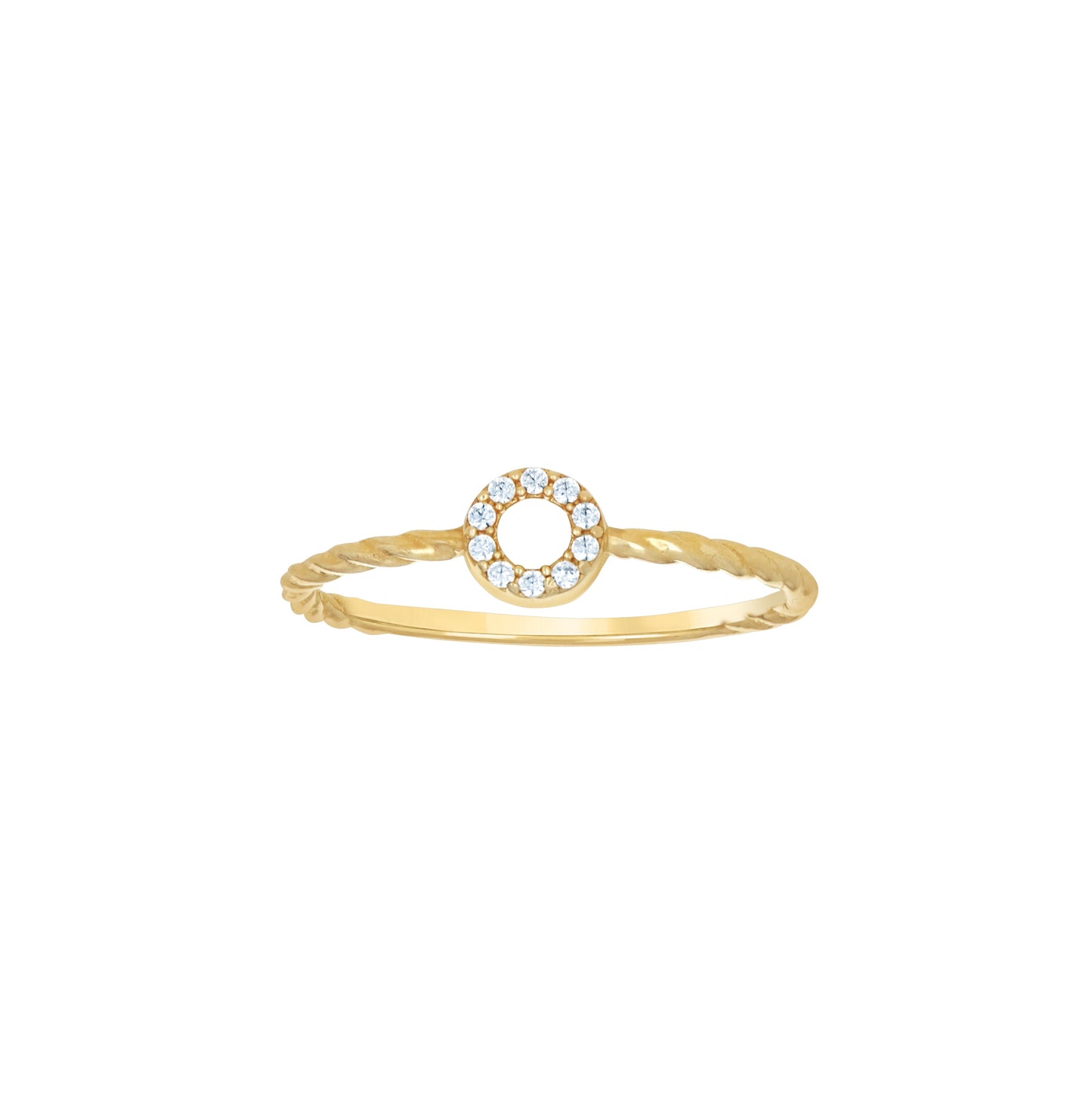 14K Yellow Gold Womens Cubic-Zirconia Open Circle Rope Fashion Ring Size 7