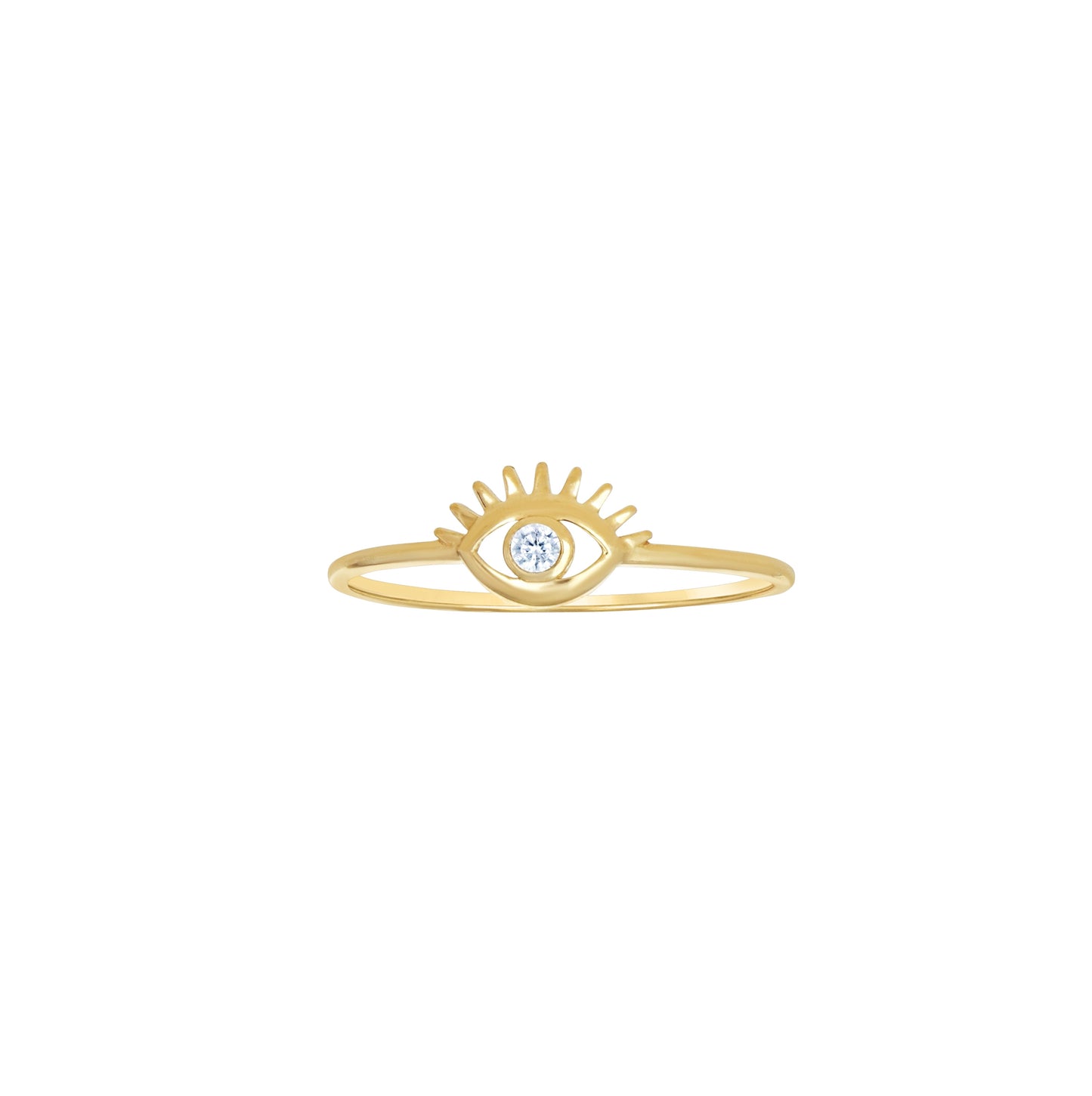 14K Yellow Gold Womens Cubic-Zirconia Evil Eye Good Luck Ring Size 7