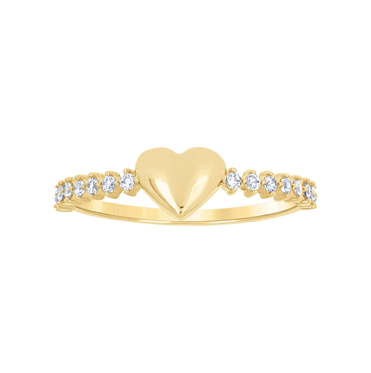 14K Yellow Gold Womens Cubic-Zirconia Heart Engagement Ring Size 7