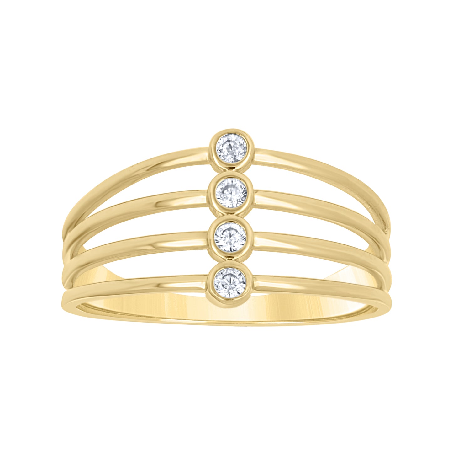 14K Yellow Gold Womens Cubic-Zirconia Fashion Ring Size 7