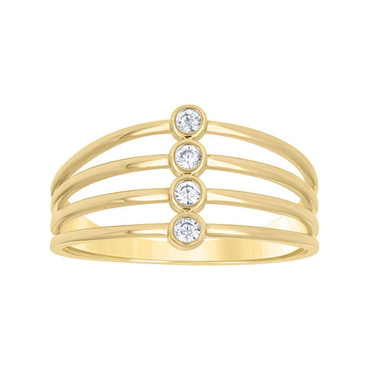 14K Yellow Gold Womens Cubic-Zirconia Fashion Ring Size 7