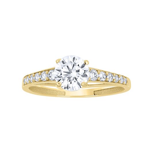 14K Yellow Gold Womens Cubic-Zirconia Engagement Ring Size 7