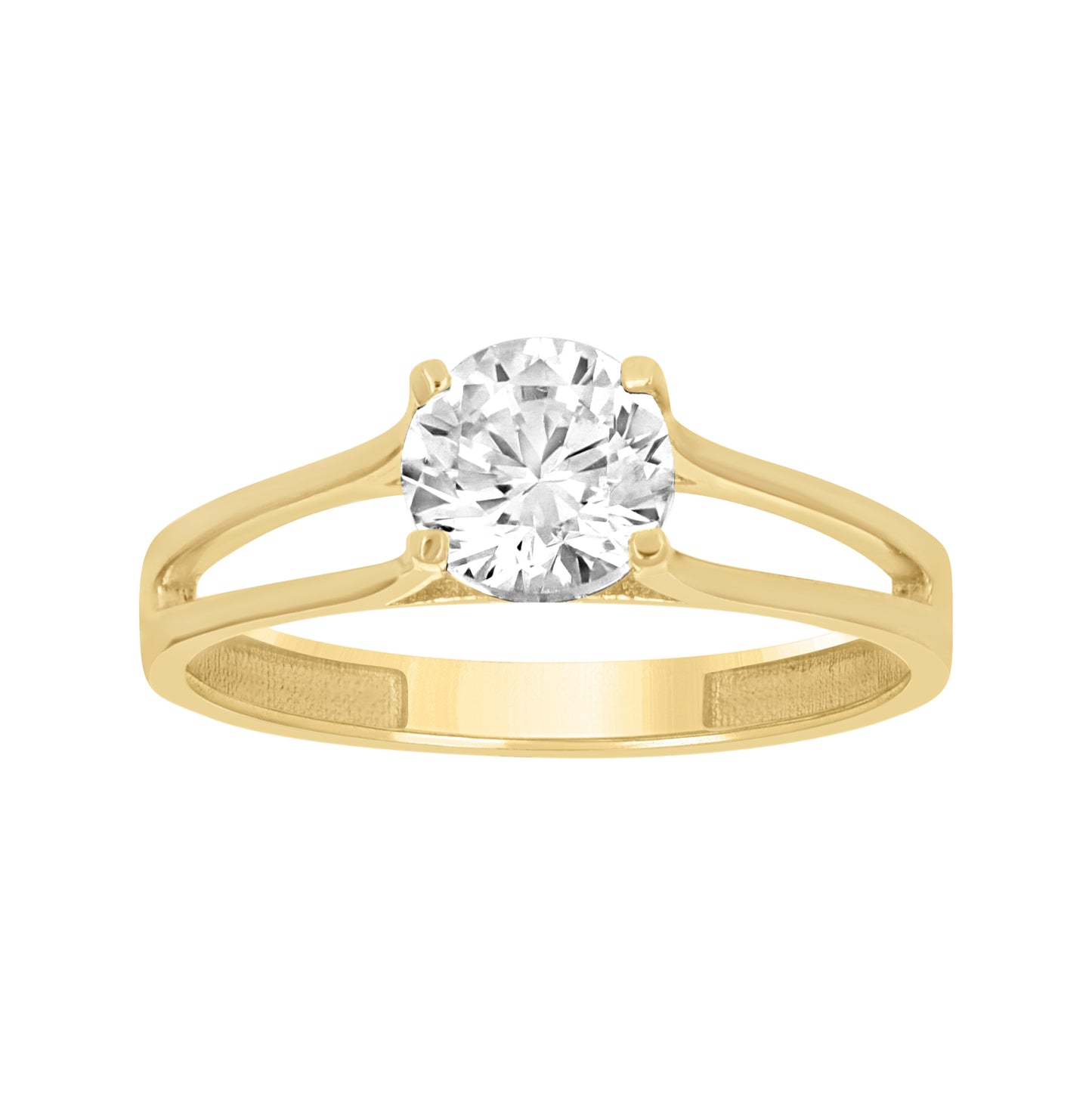 14K Yellow Gold Womens Cubic-Zirconia Solitaire Engagement Ring Size 7