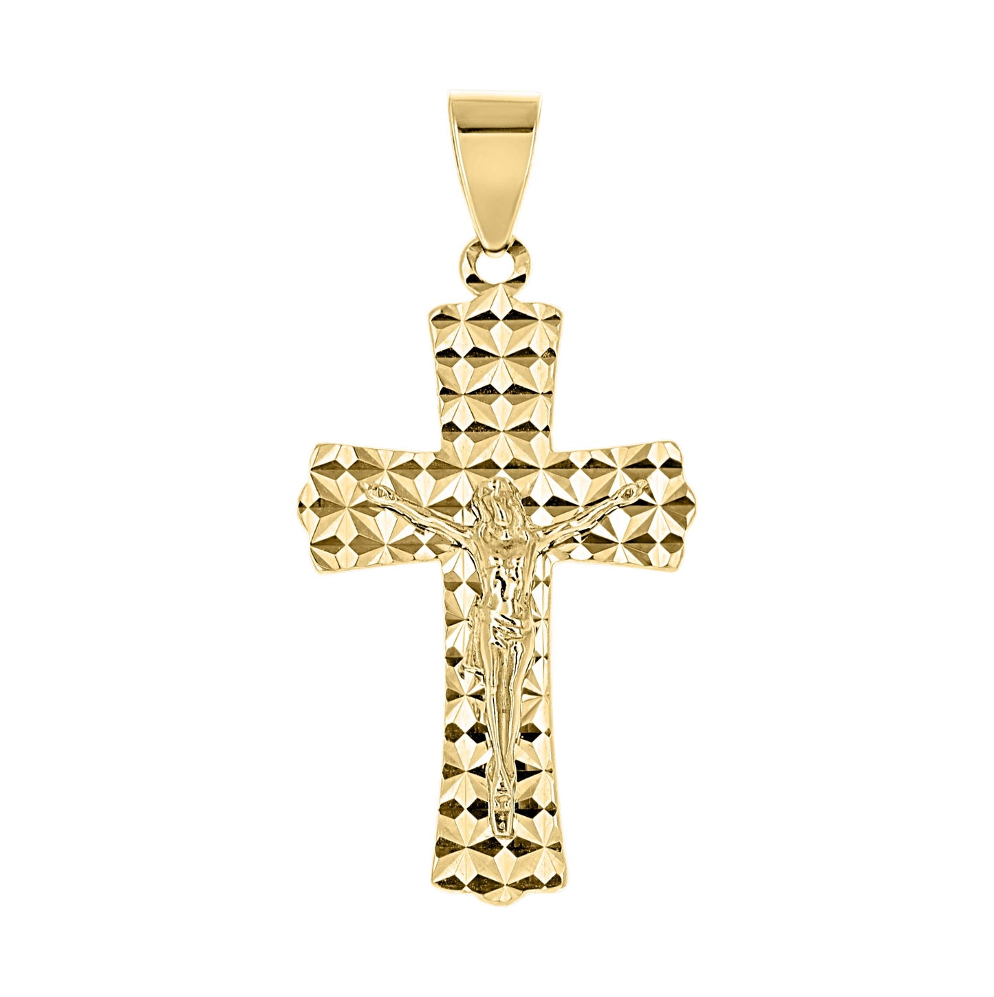 10K Yellow Gold Unisex Crucifix Cross Religious Pendant