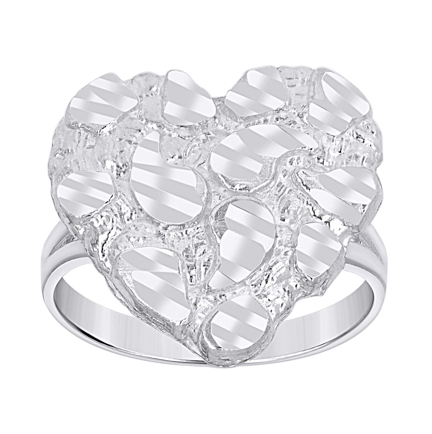 Sterling Silver Womens Heart Nugget Fashion Ring Size 7