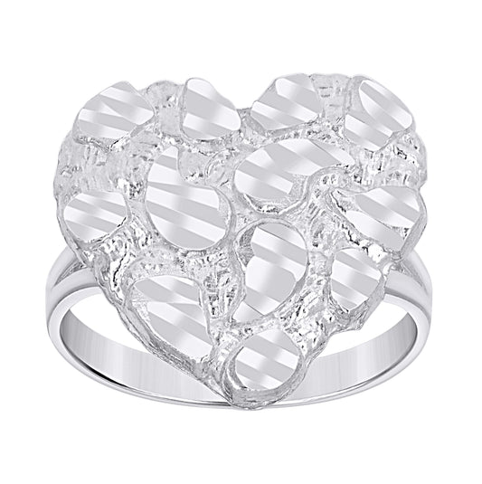 Sterling Silver Womens Heart Nugget Fashion Ring Size 7