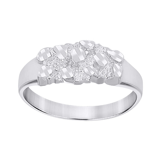 Sterling Silver Unisex Nugget Fashion Ring Size 6