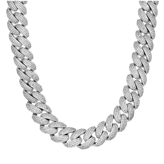 Sterling Silver Unisex Moissanite Cuban Chain Necklace