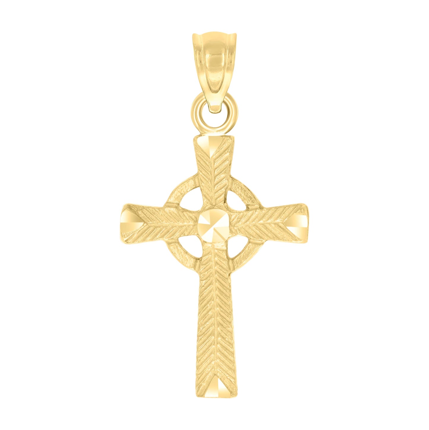 10K Yellow Gold Unisex Textured Cross Religious Charm Pendant