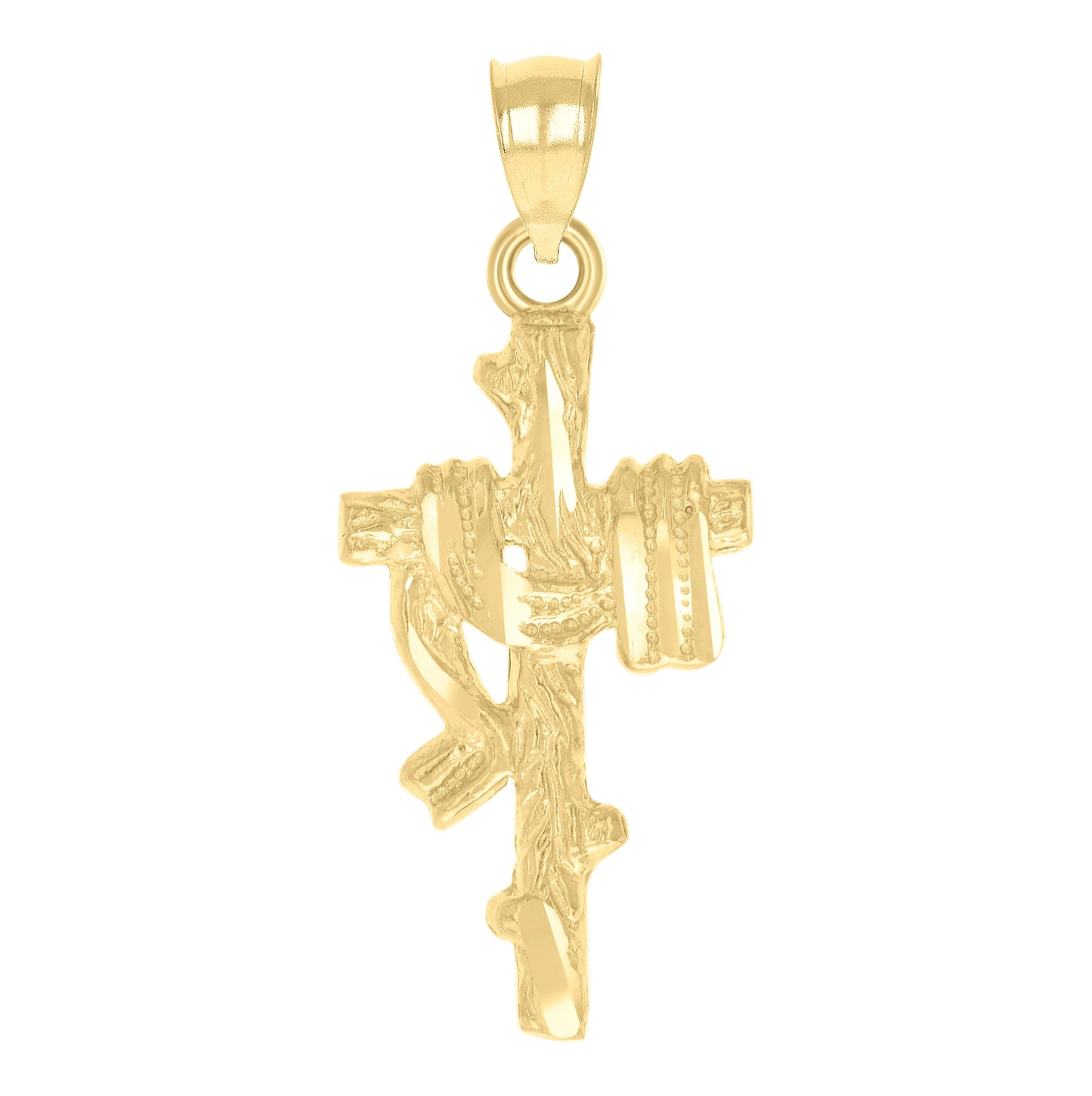 10K Yellow Gold Diamond-Cut Unisex Wrapped Cross Religious Charm Pendant
