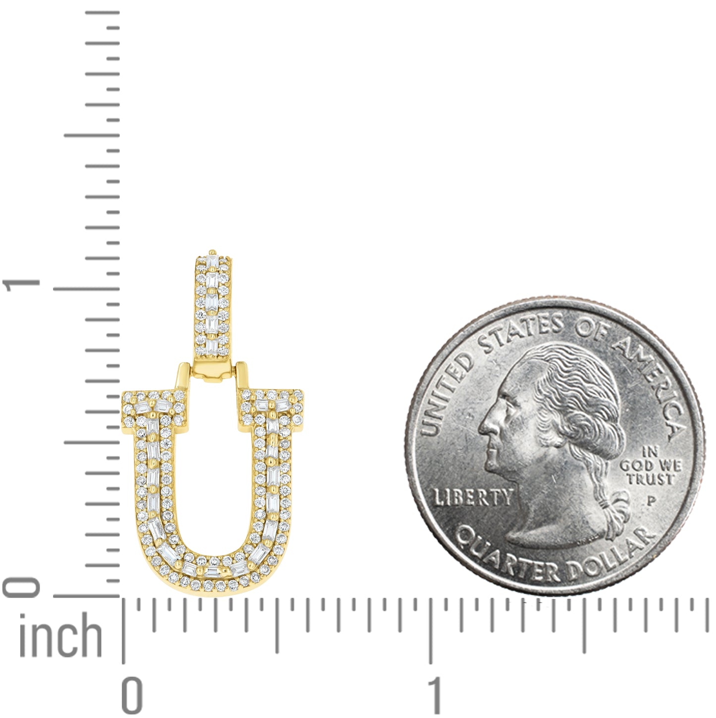 Sterling Silver Yellow-Tone Unisex Baguette Round Moissanite Initial Alphabet Charm Pendant